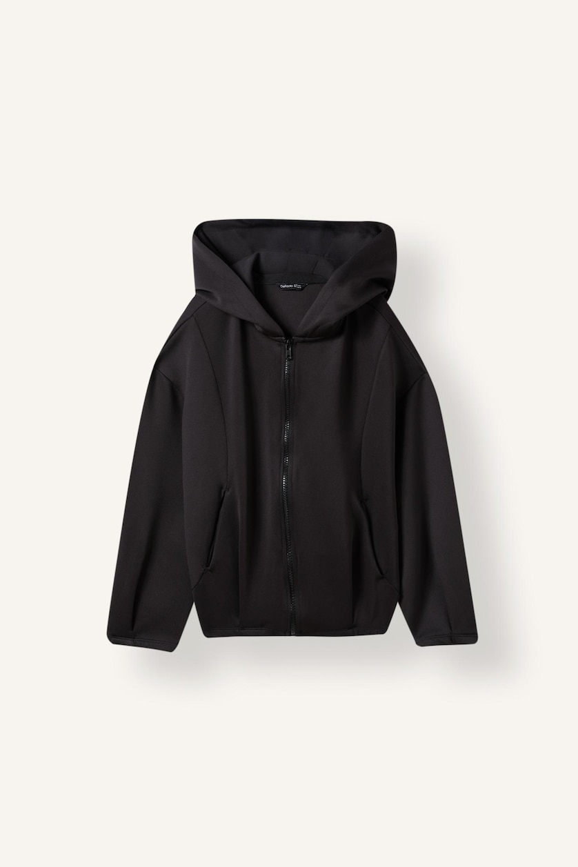 Young Girls - Teen Girls Black Oversize Fit Hooded Cardigan