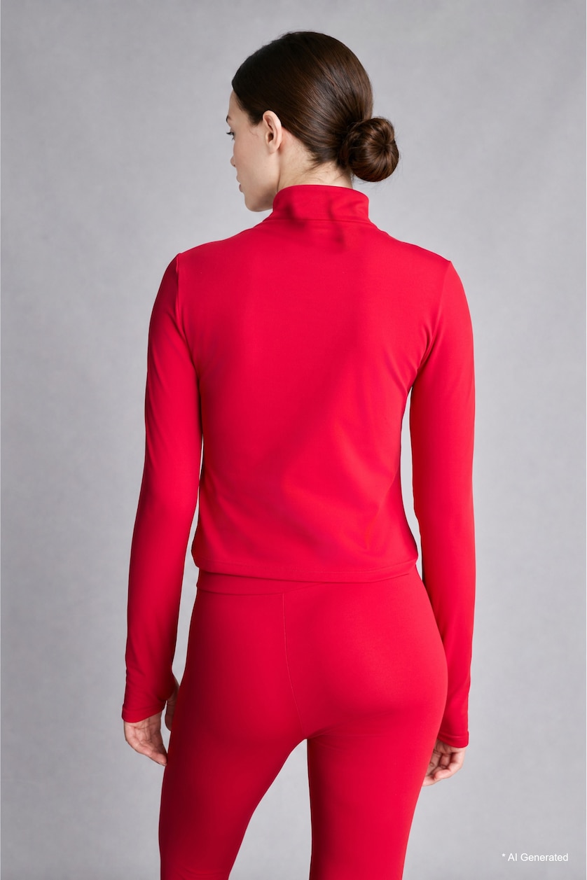 WOMAN Red Slim Fit Long Sleeve T-Shirt