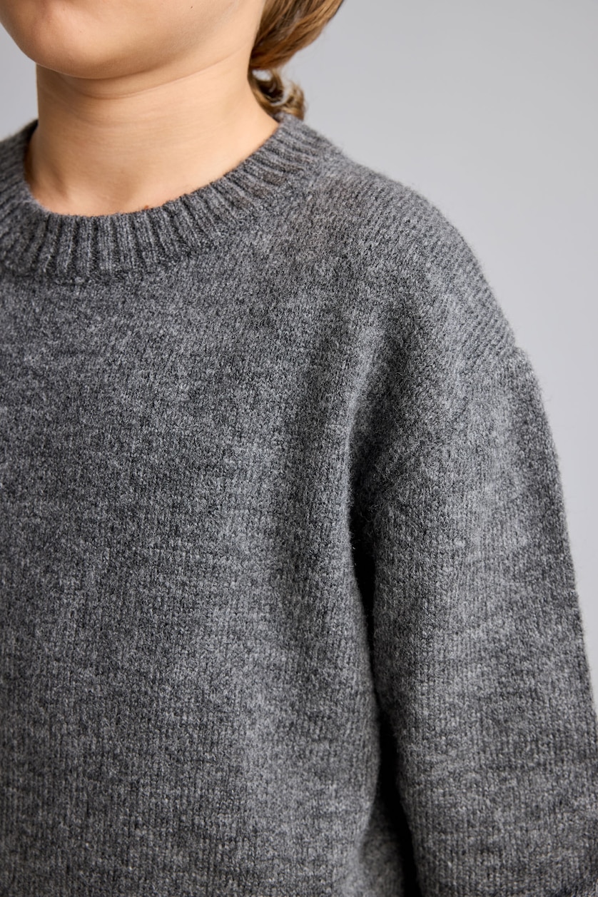 Erkek Çocuk - Genç Erkek Antasit Melanj Oversize Triko Basic Kazak Erkek Çocuk