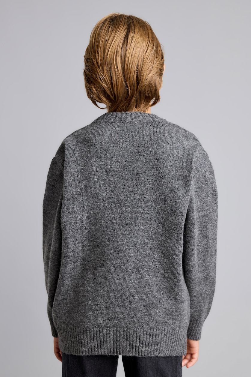 Erkek Çocuk - Genç Erkek Antasit Melanj Oversize Triko Basic Kazak Erkek Çocuk