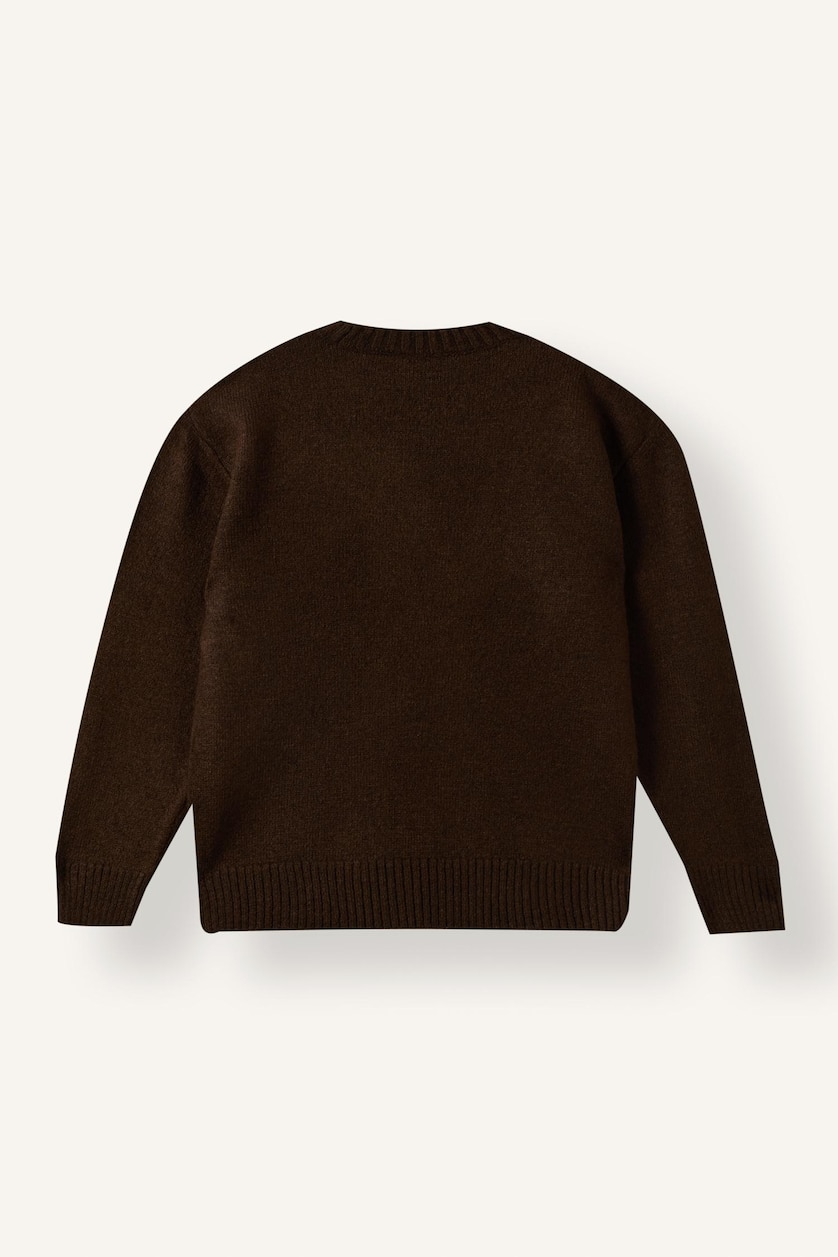 Young Boys - Teen Boys Brown Boy Oversize Fit Crew Neck Pullover