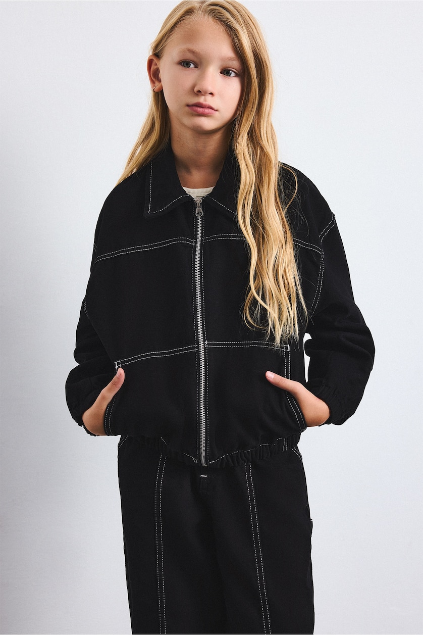 GIRLS & TEENS Black Girl 100% Cotton Gabardine Shirt Jacket