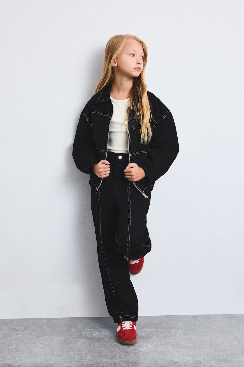 GIRLS & TEENS Black Girl 100% Cotton Gabardine Shirt Jacket