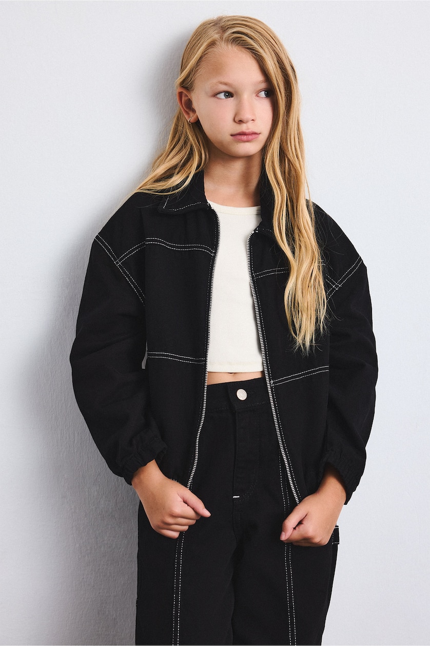 GIRLS & TEENS Black Girl 100% Cotton Gabardine Shirt Jacket