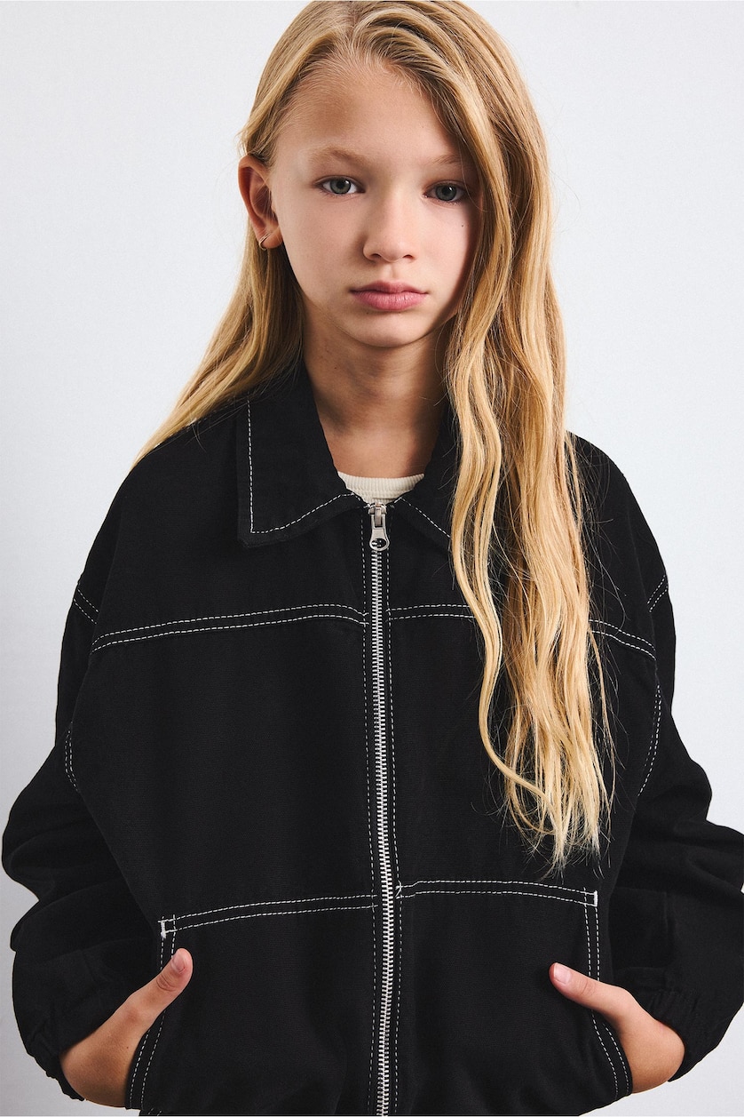GIRLS & TEENS Black Girl 100% Cotton Gabardine Shirt Jacket