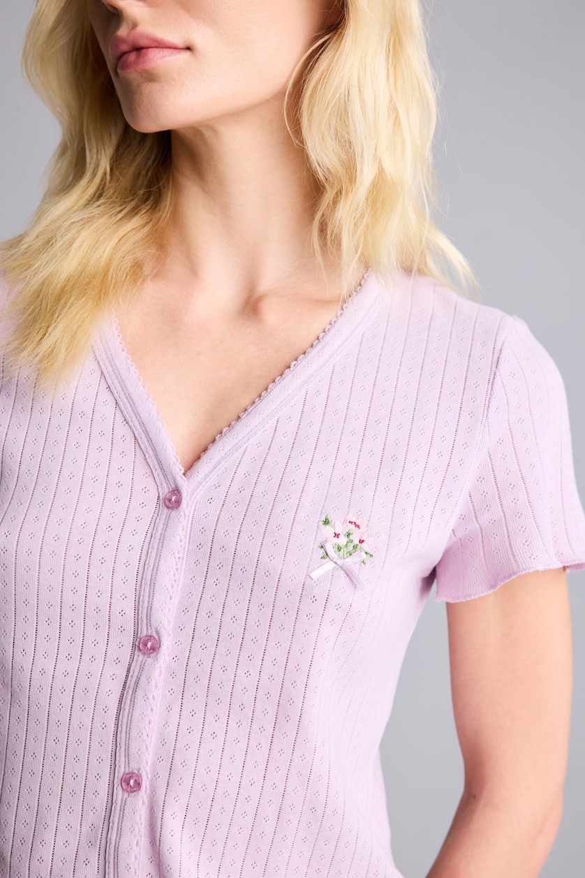 Woman Light Lilac Regular Fit Short Sleeve Pyjama Set