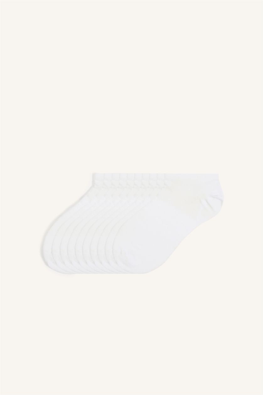 Erkek Beyaz Pamuklu 10'Lu Sneaker Çorap
