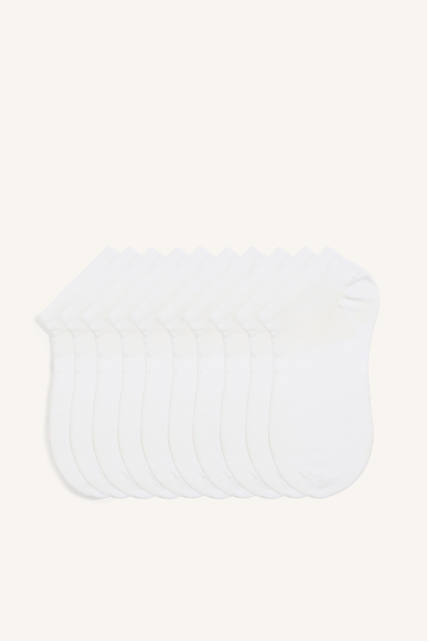 Erkek Beyaz Pamuklu 10'Lu Sneaker Çorap