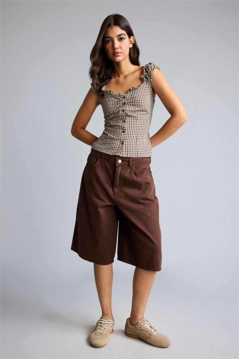 Women Brown Slim Fit Wowen Fabrics