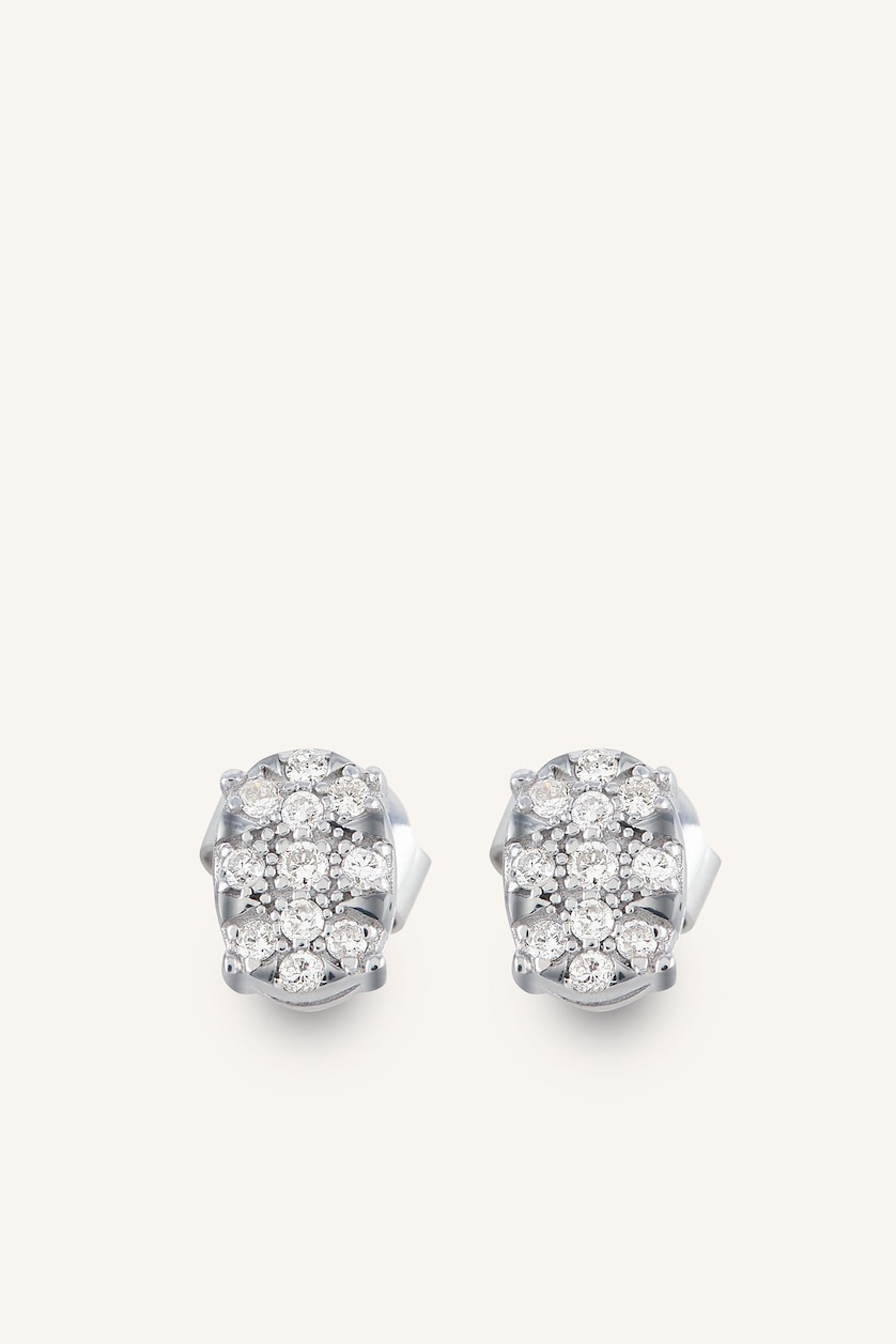 Kadın Gümüş 0,12 Karat Oval Pırlanta Küpe
