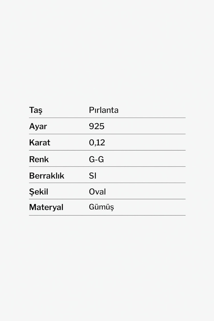 Kadın Gümüş 0,12 Karat Oval Pırlanta Küpe