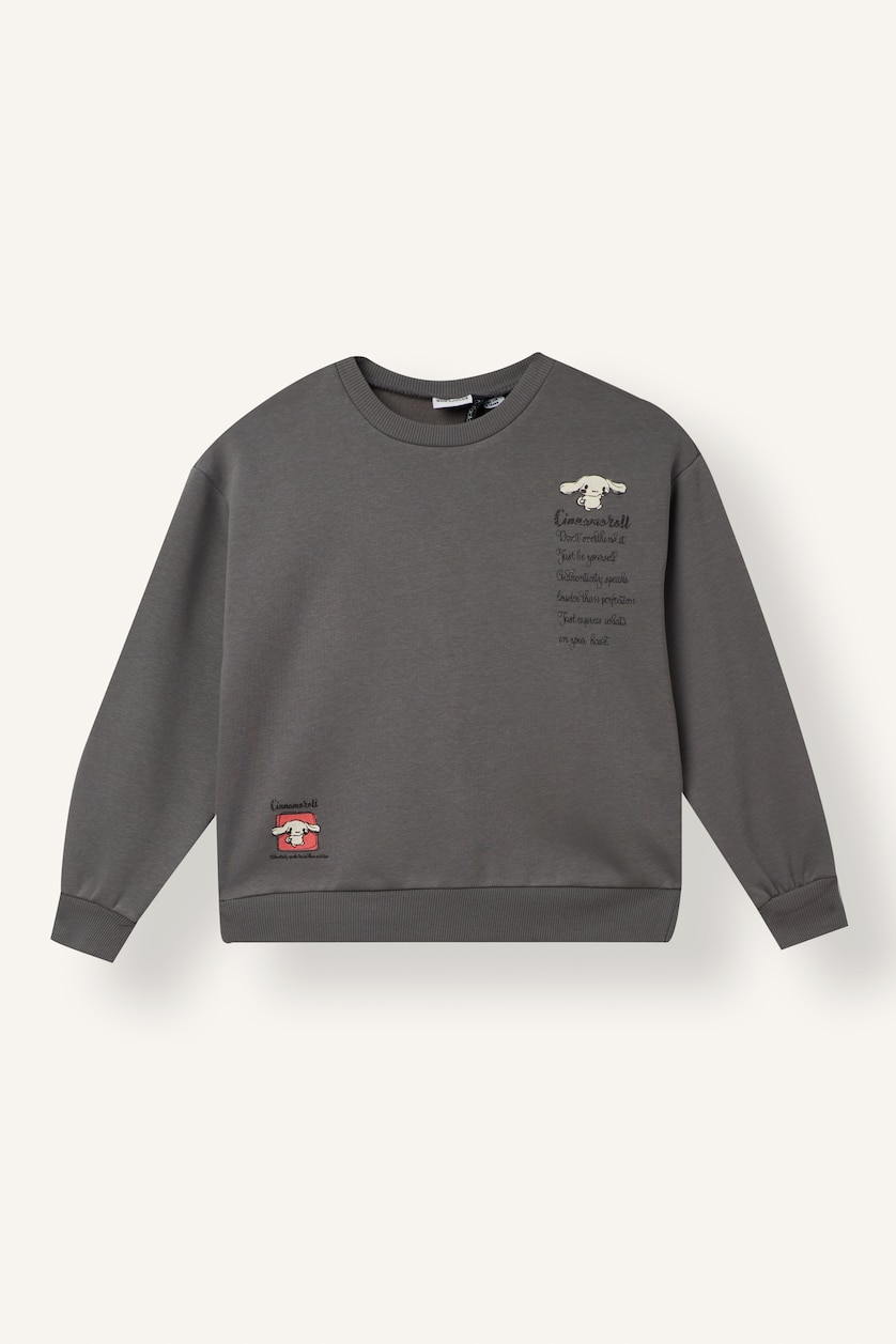 Kız Çocuk - Genç Kız Gri Cinnamoroll Relaxed Fit Sweatshirt Kız Çocuk