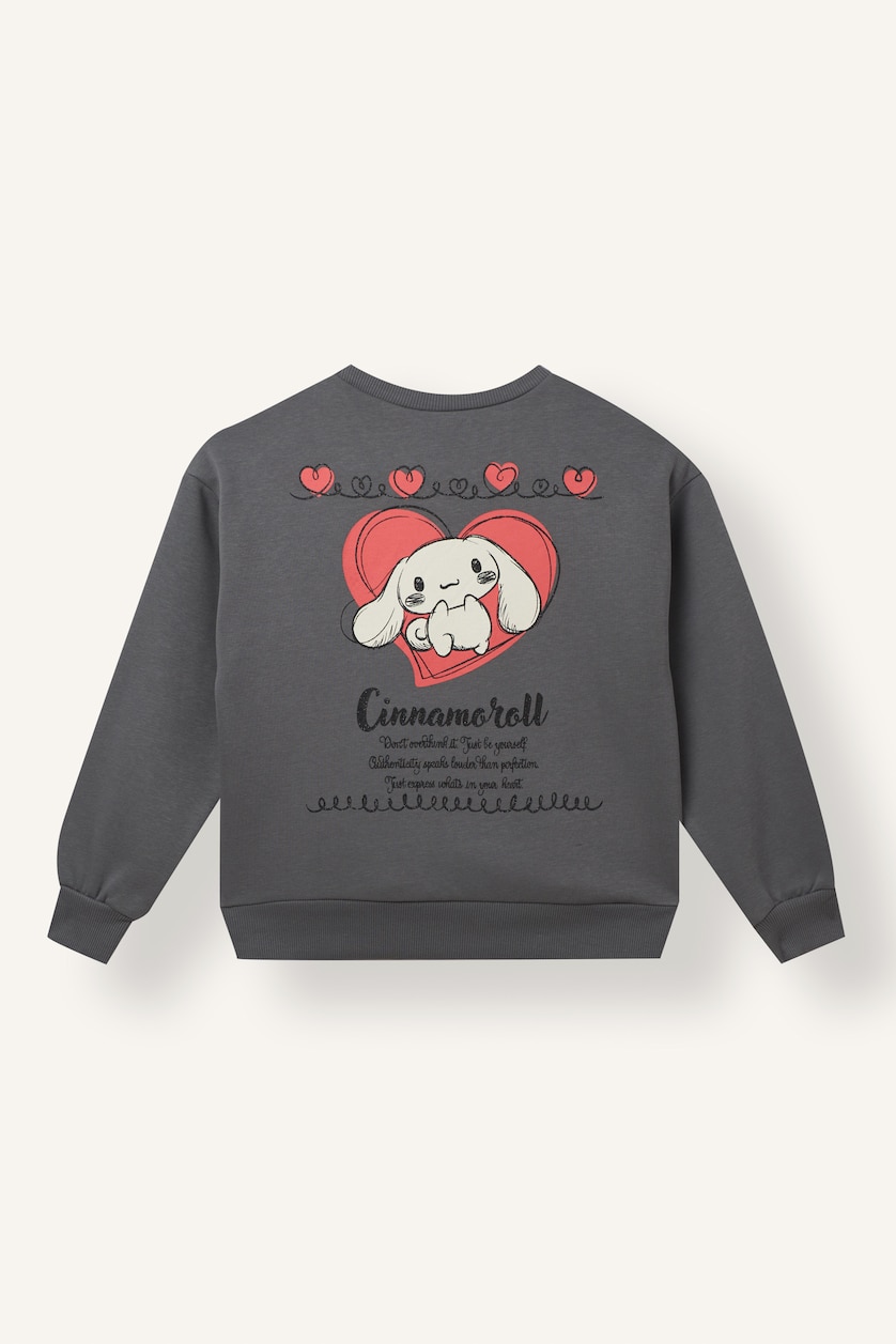 Kız Çocuk - Genç Kız Gri Cinnamoroll Relaxed Fit Sweatshirt Kız Çocuk