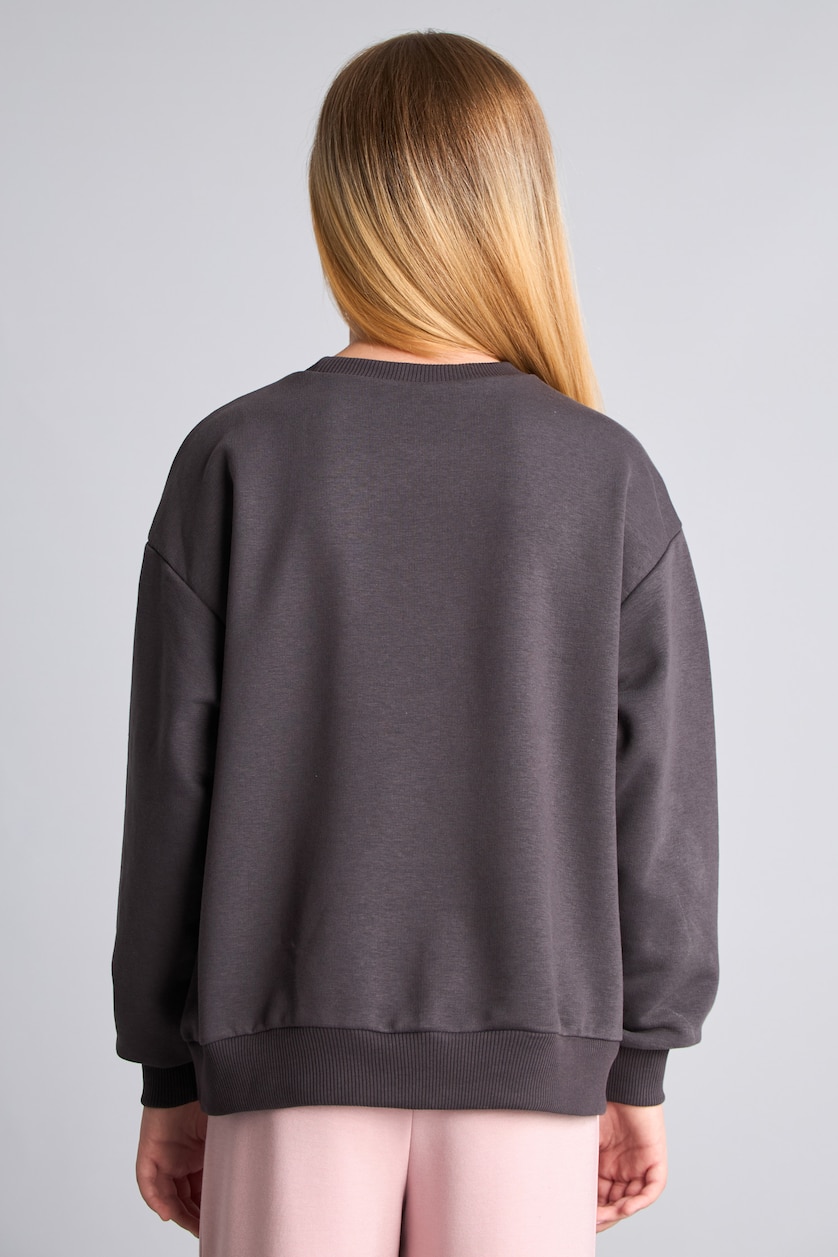 Kız Çocuk - Genç Kız Antrasit Kpop - Demon Hunters Relaxed Fit Sweatshirt Kız Çocuk