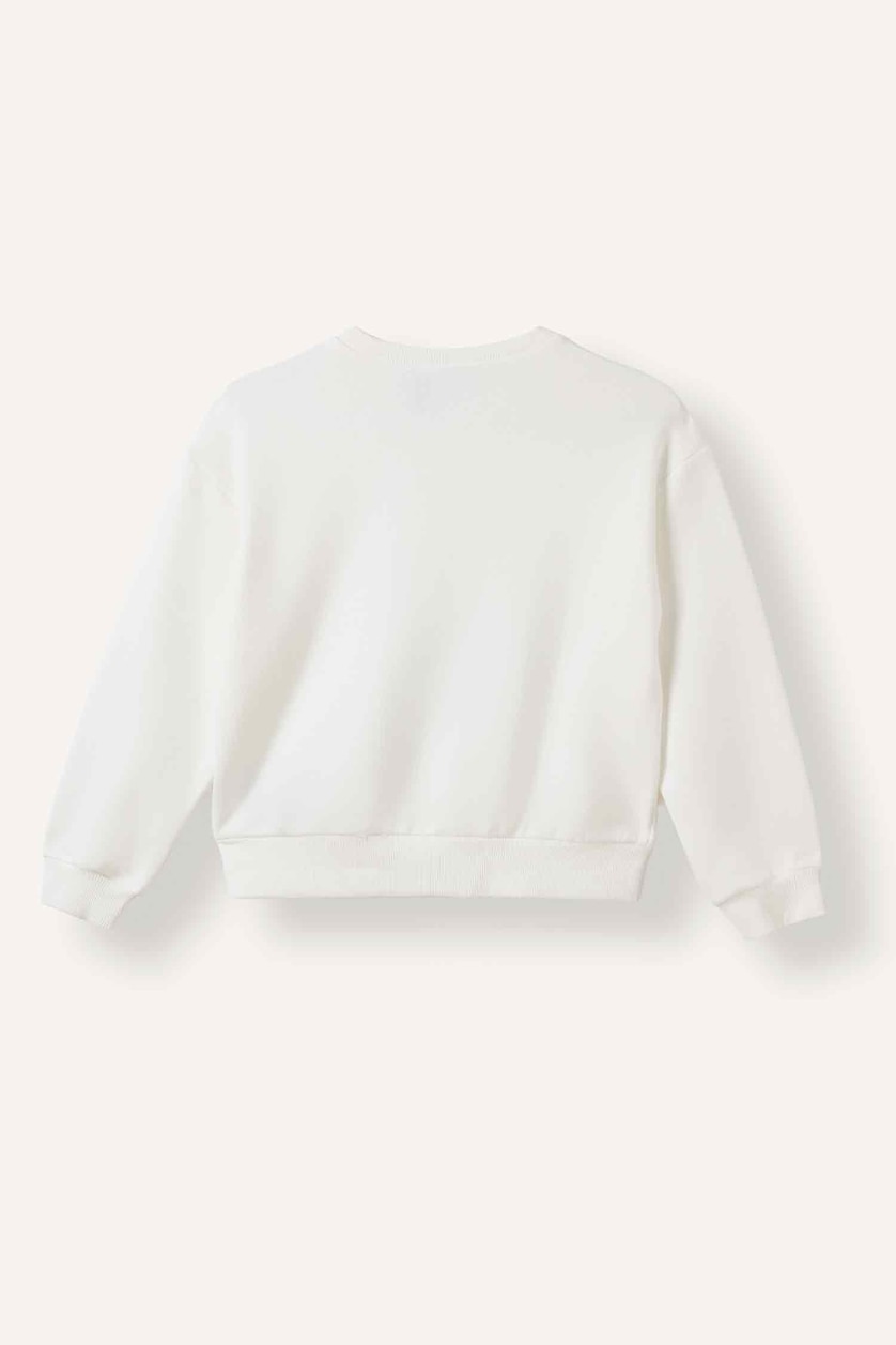 Young Girls - Teen Girls Ecru Relax Fit Crew Neck Sweatshirt