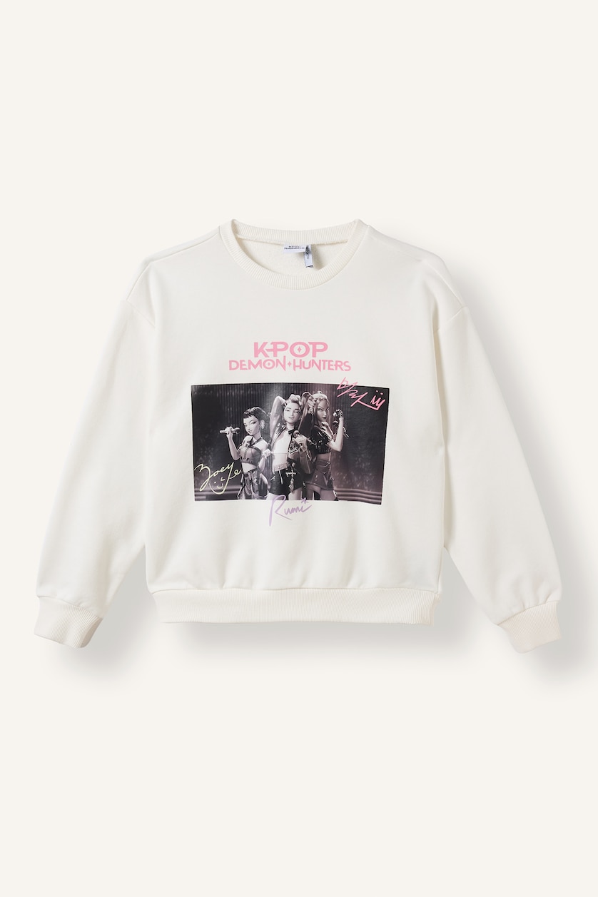 Young Girls - Teen Girls Ecru Relax Fit Crew Neck Sweatshirt