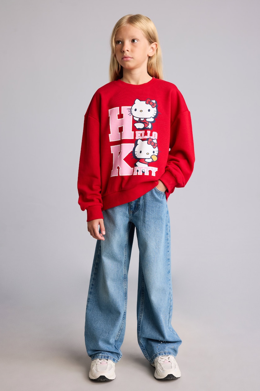 Young Girls - Teen Girls Red Relax Fit Crew Neck Sweatshirt