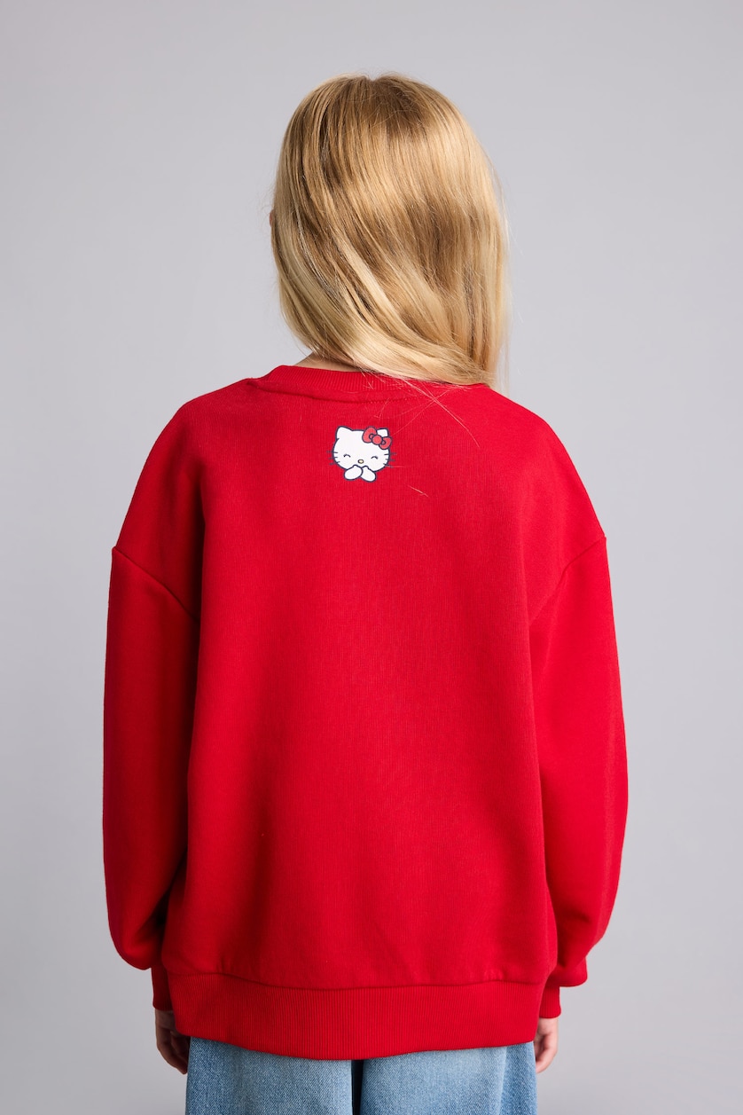 Young Girls - Teen Girls Red Relax Fit Crew Neck Sweatshirt