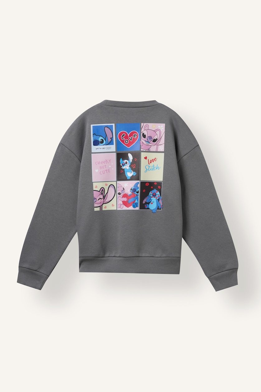 Young Girls - Teen Girls Grey Woman Relax Fit Lilo & Stitch Licensed Crew Neck Sweatshirt