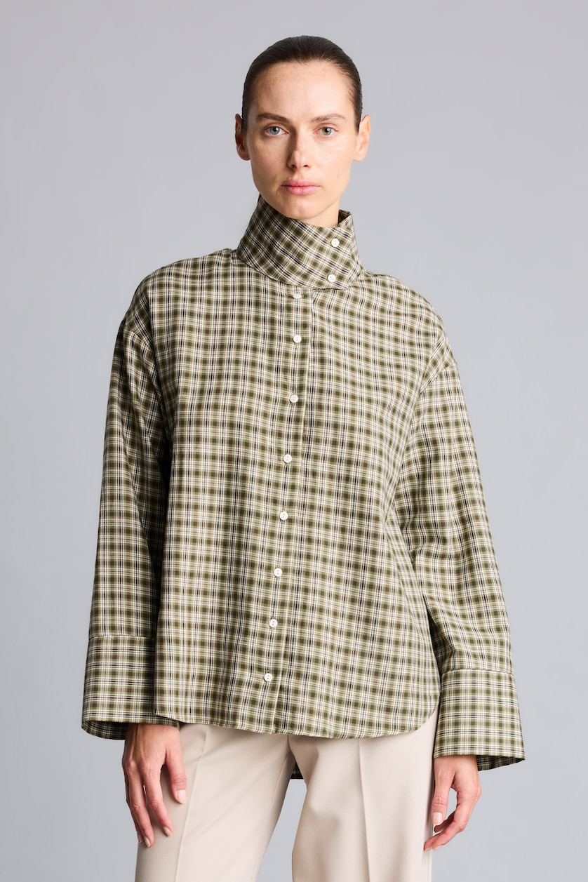 WOMAN Dark Khaki Regular Fit Flanel Long Sleeve Tunic