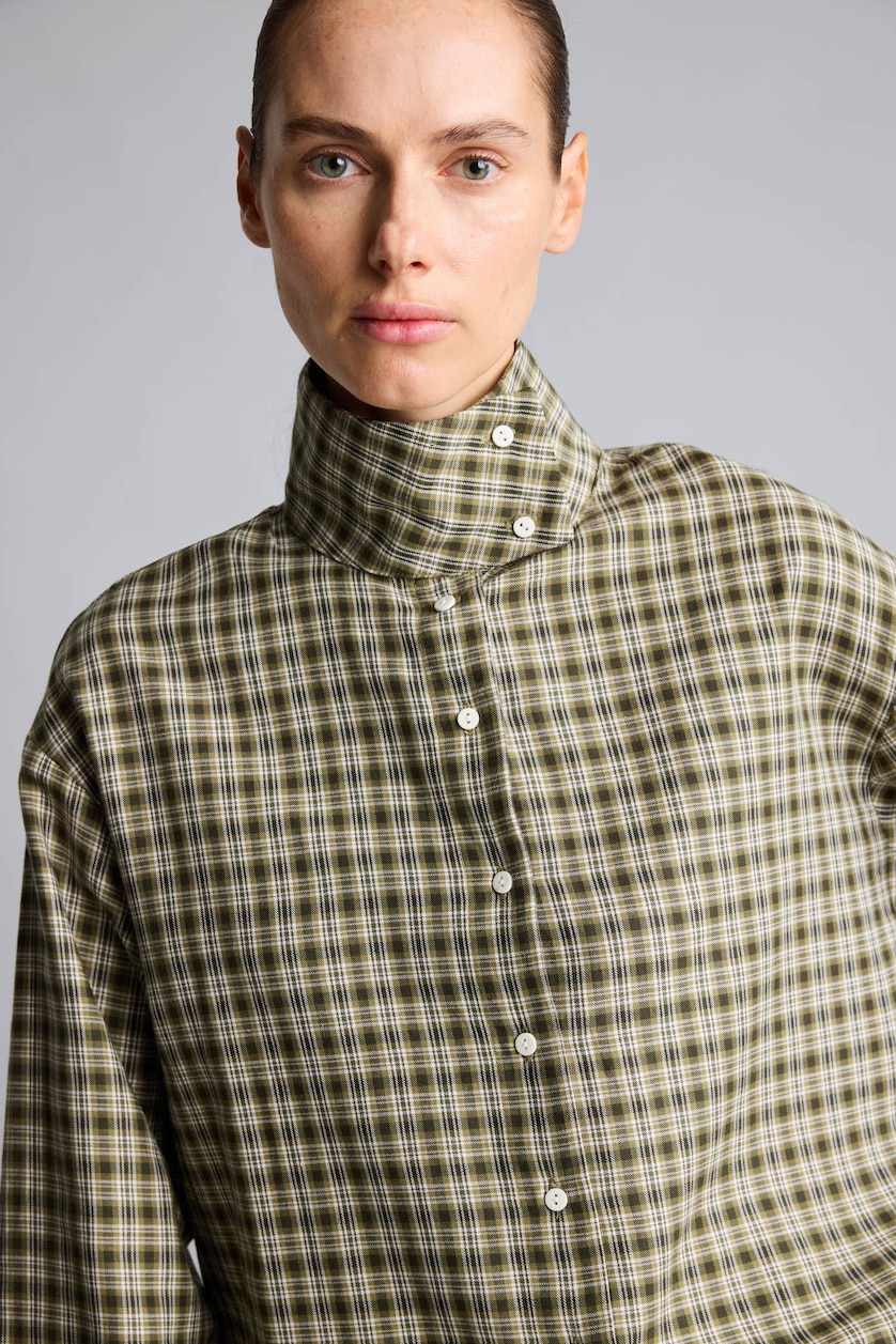 WOMAN Dark Khaki Regular Fit Flanel Long Sleeve Tunic