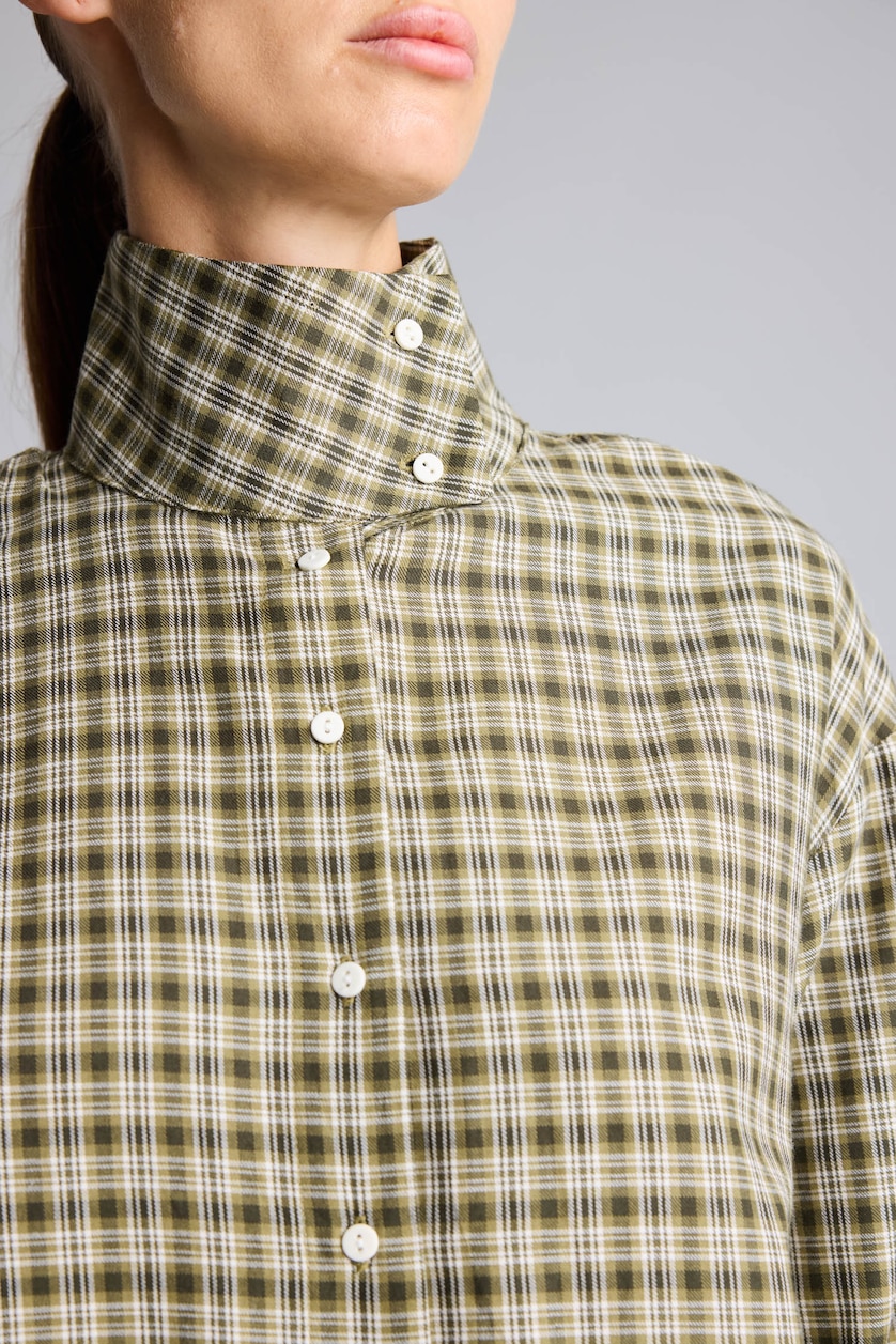 WOMAN Dark Khaki Regular Fit Flanel Long Sleeve Tunic