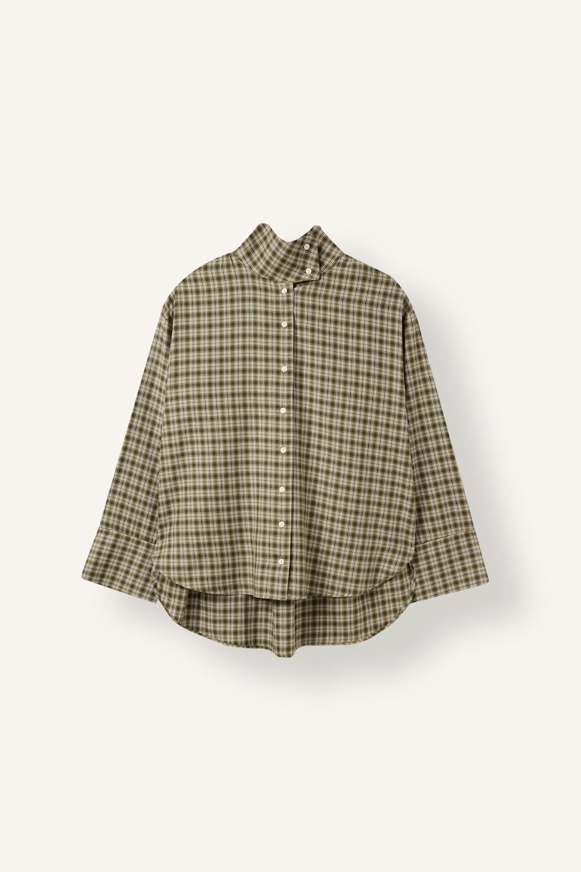 WOMAN Dark Khaki Regular Fit Flanel Long Sleeve Tunic