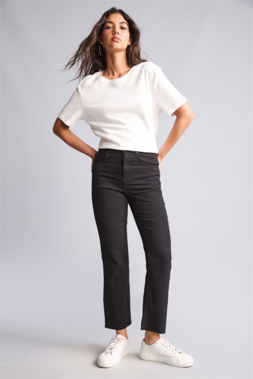 Kadın Siyah Straight Fit Pantolon