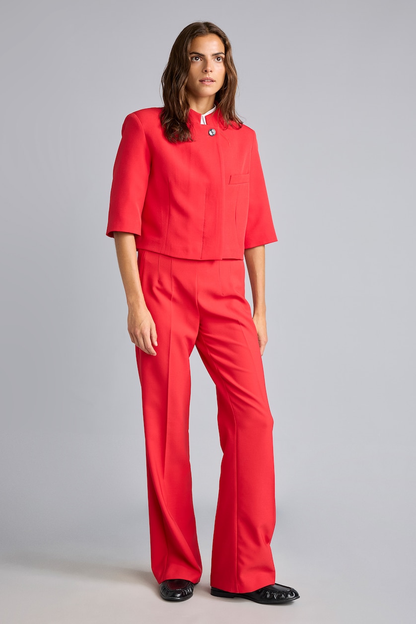 Woman Red Flare Trousers