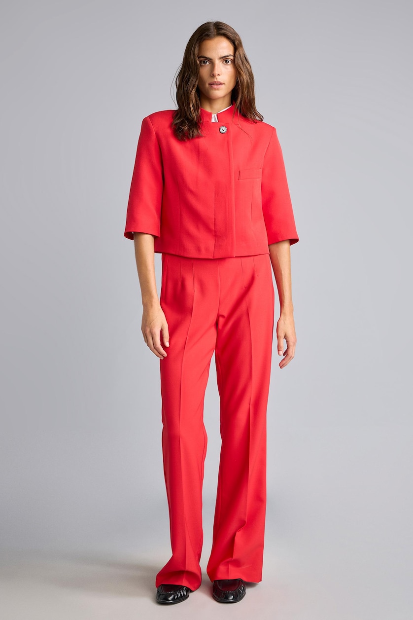 Woman Red Flare Trousers