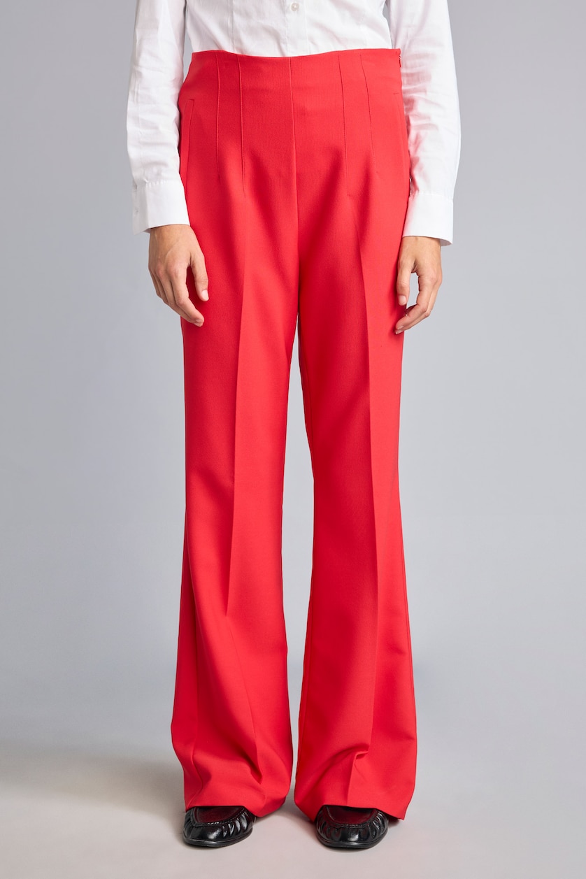 Woman Red Flare Trousers