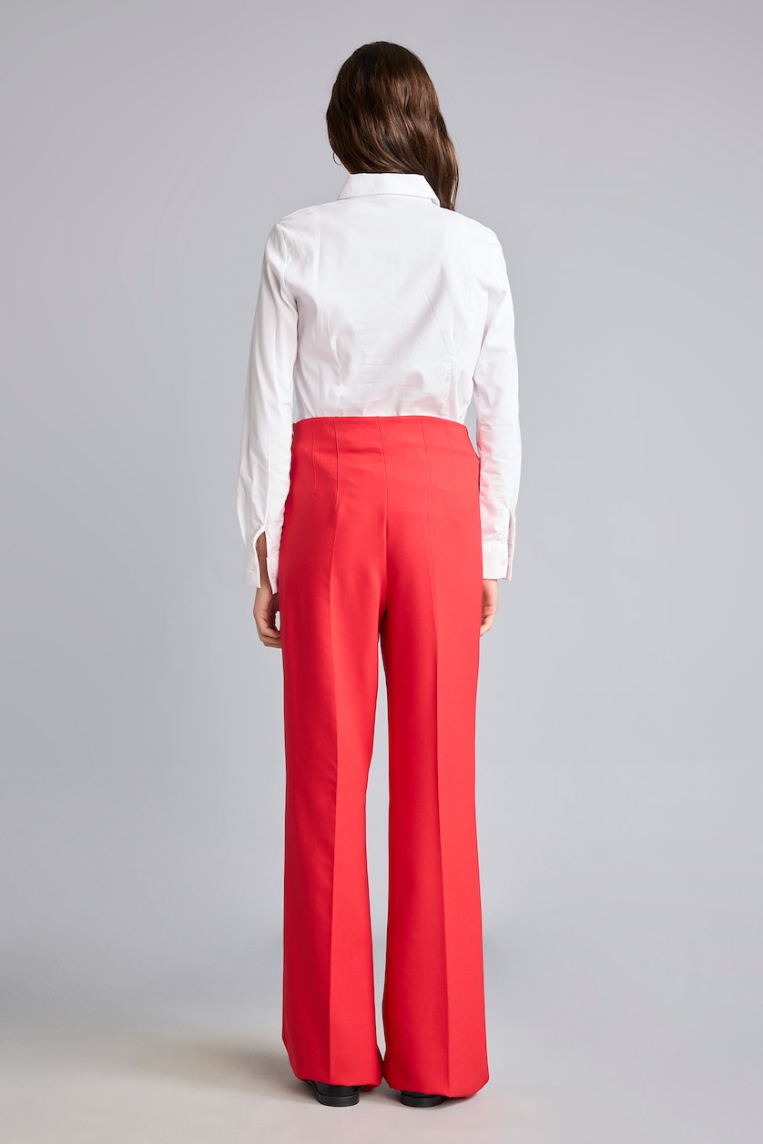 Woman Red Flare Trousers