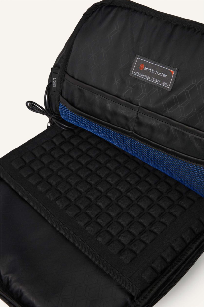 Men Black Faux Leather Backpack