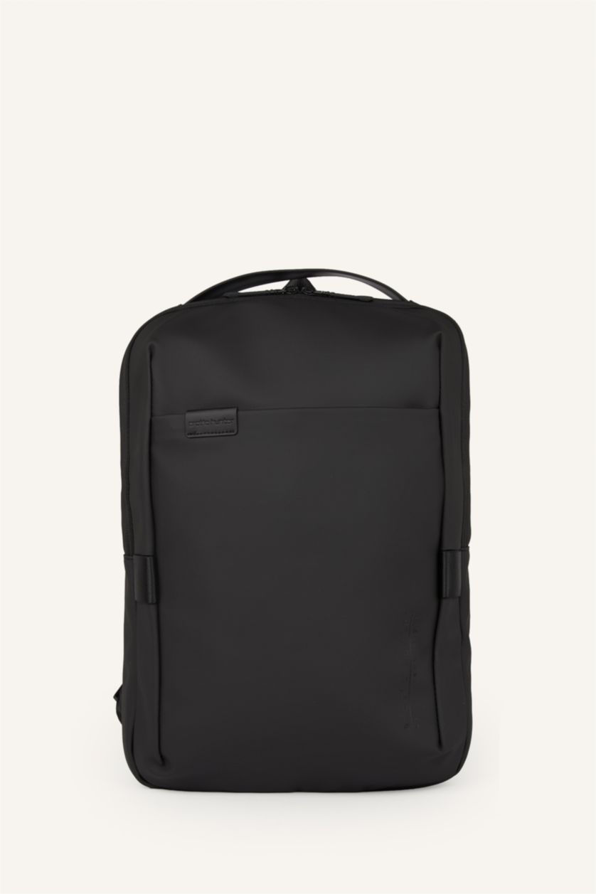 Men Black Faux Leather Backpack