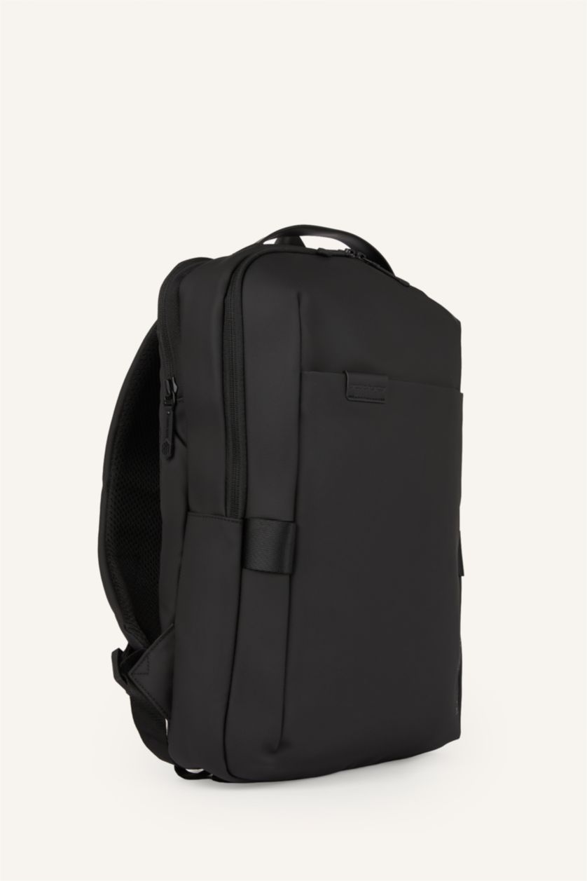 Men Black Faux Leather Backpack