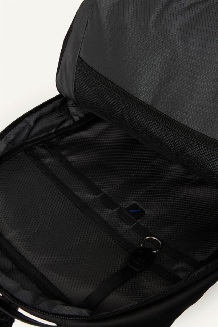 Men Black Faux Leather Backpack