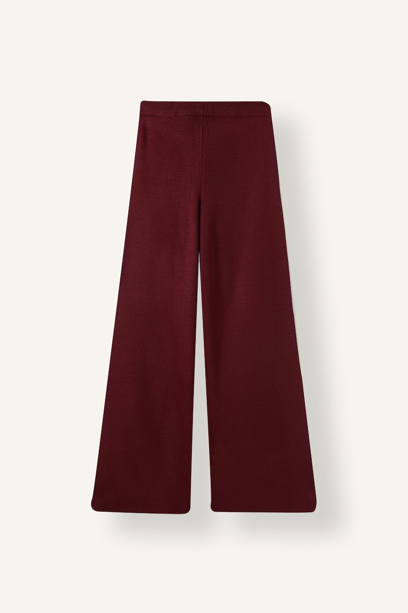 Kız Çocuk - Genç Kız Bordo Lastikli Wide Leg Pantolon Kız Çocuk
