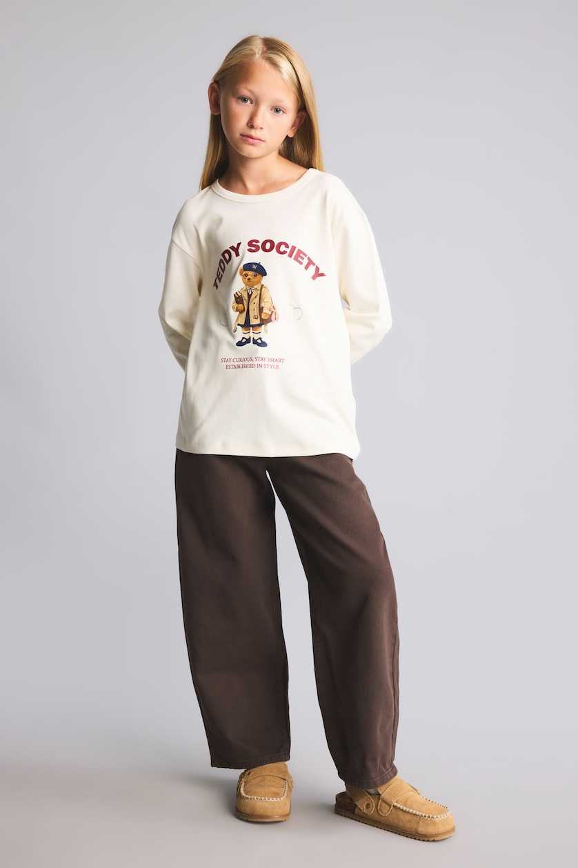Young Girls - Teen Girls Ecru Animal Long Sleeve T-Shirt