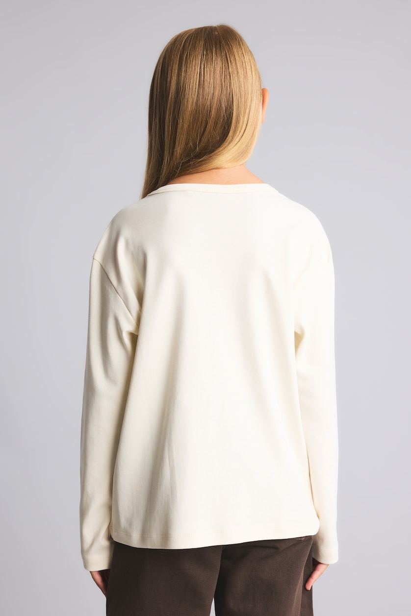 Young Girls - Teen Girls Ecru Animal Long Sleeve T-Shirt