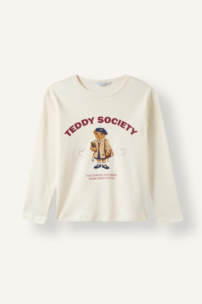 Young Girls - Teen Girls Ecru Animal Long Sleeve T-Shirt