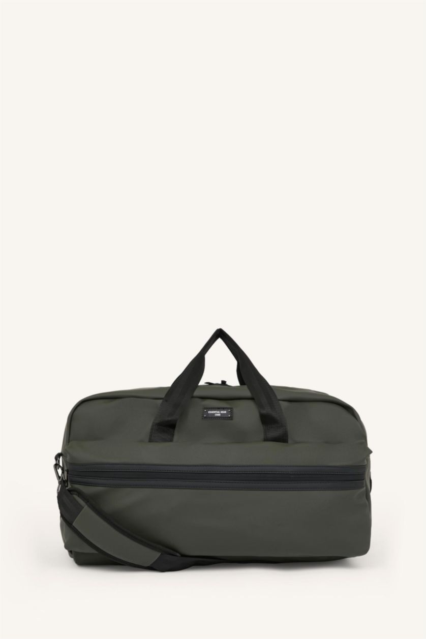 Man Khaki Faux Leather Sports And Travel Bag