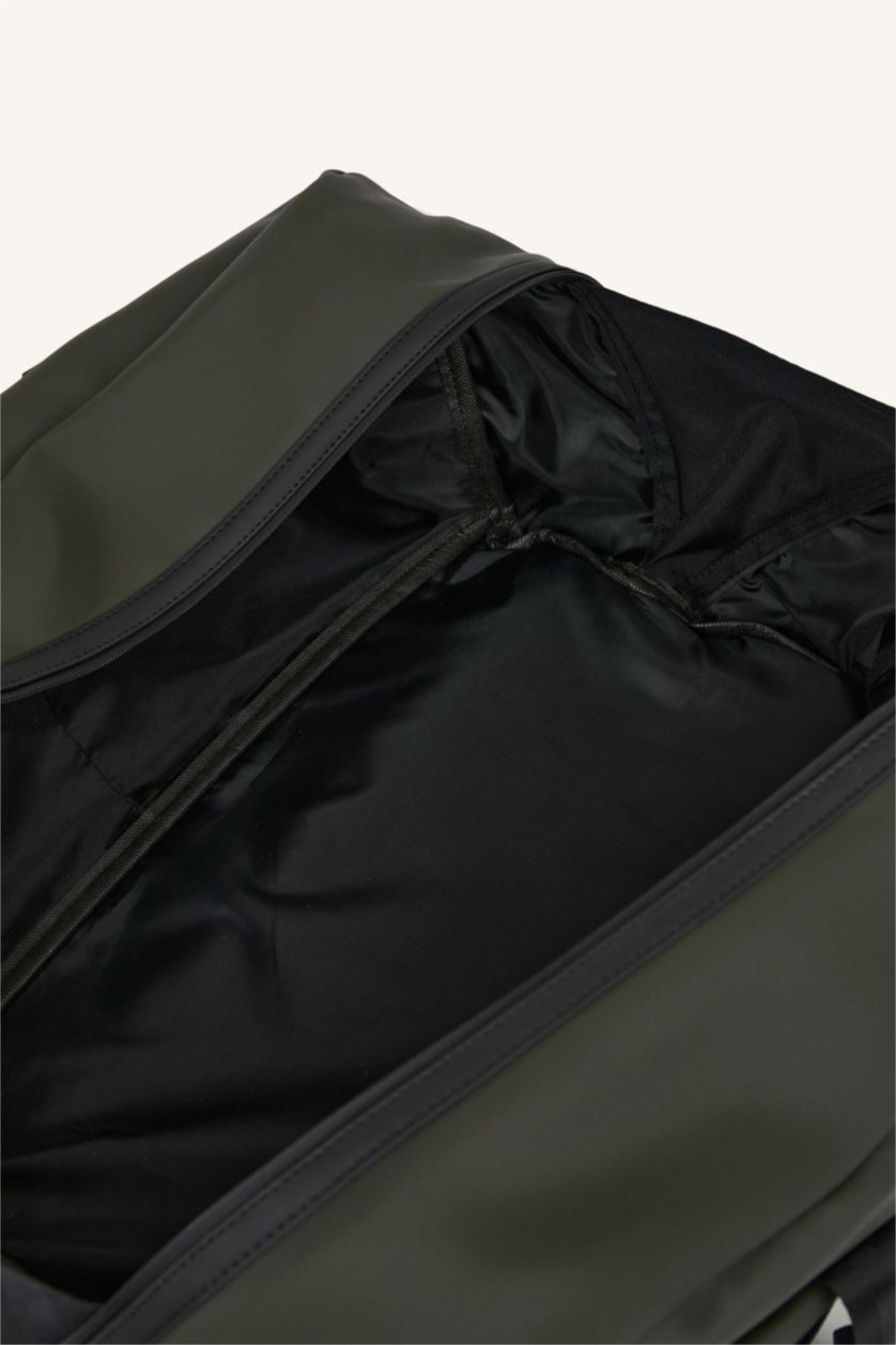 Man Khaki Faux Leather Sports And Travel Bag