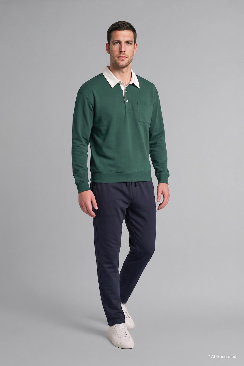 Men Green Relax Fit Thin Sweatshirt Fabric Sweatshirt
