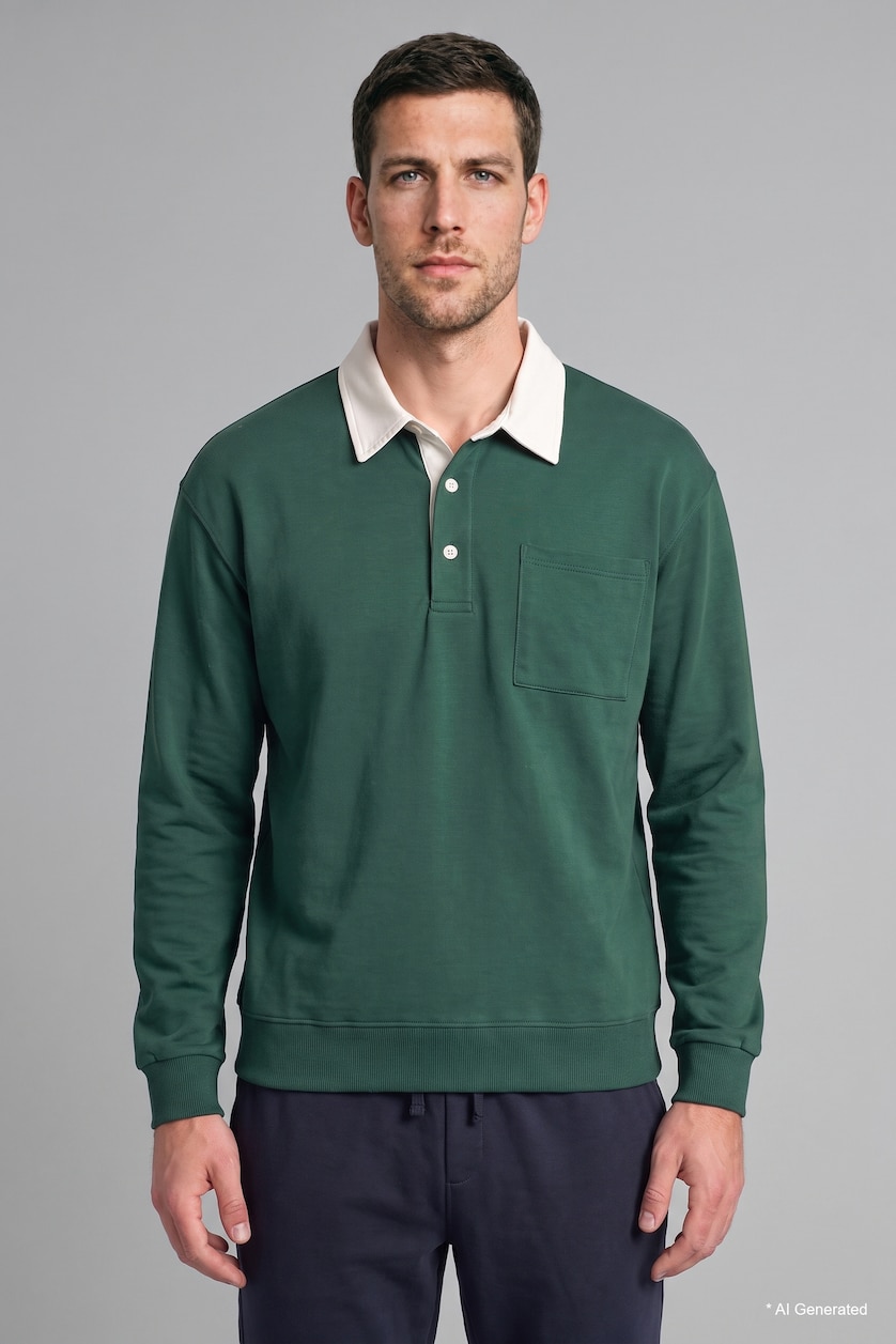 Men Green Relax Fit Thin Sweatshirt Fabric Sweatshirt