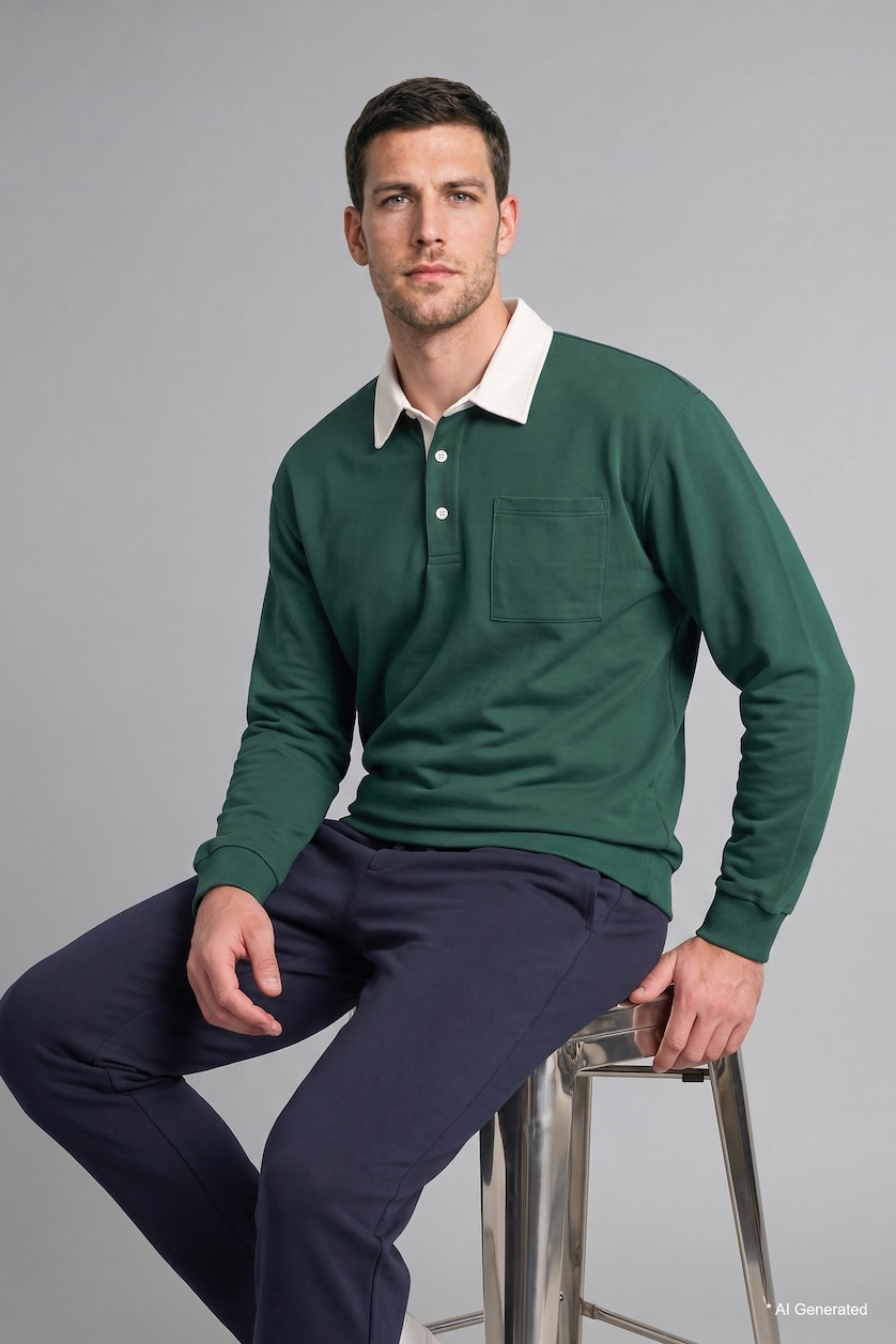 Men Green Relax Fit Thin Sweatshirt Fabric Sweatshirt