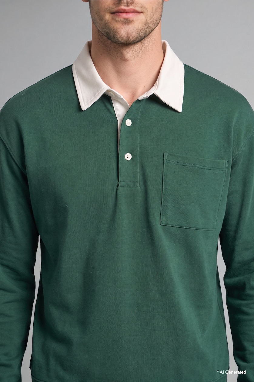 Men Green Relax Fit Thin Sweatshirt Fabric Sweatshirt