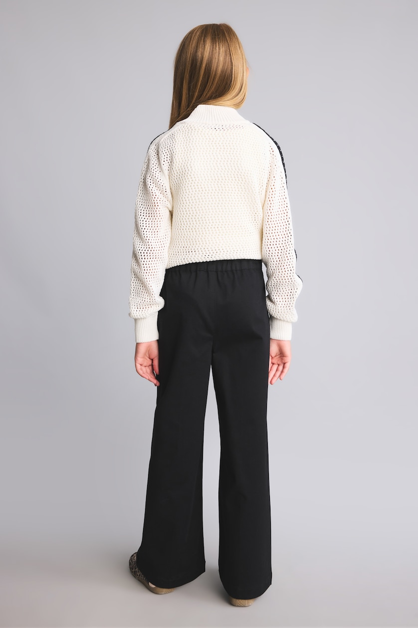 GIRLS & TEENS Black Girl Wide Leg Gabardine Trousers