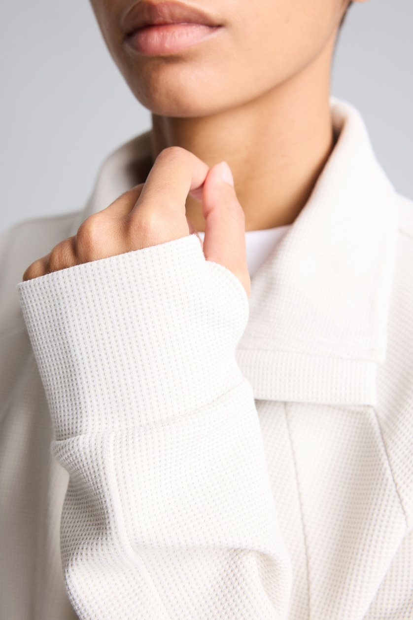 Kadın Taş Yarım Fermuarlı Waffle Dik Yaka Basic Sweatshirt