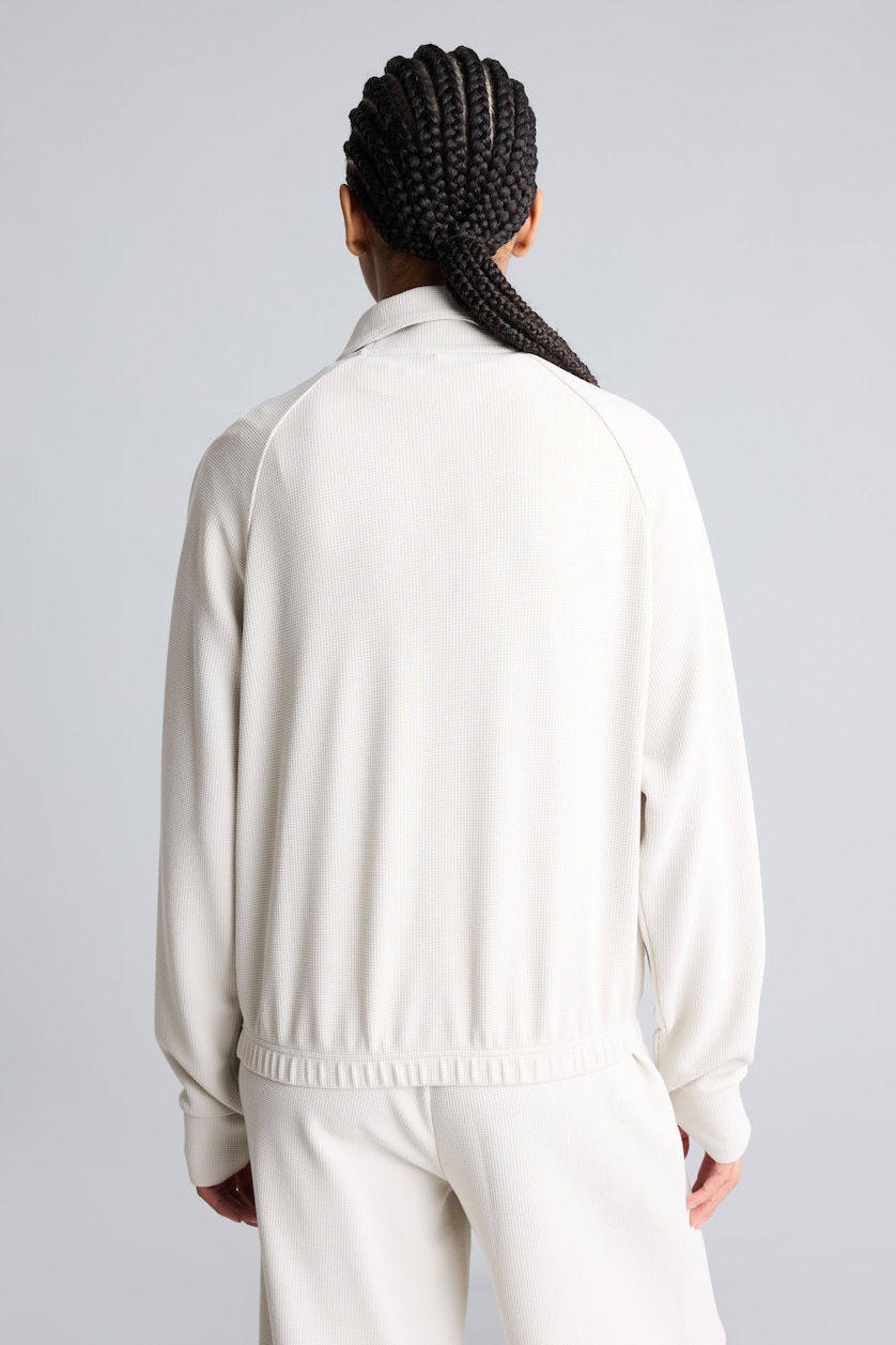 Kadın Taş Yarım Fermuarlı Waffle Dik Yaka Basic Sweatshirt