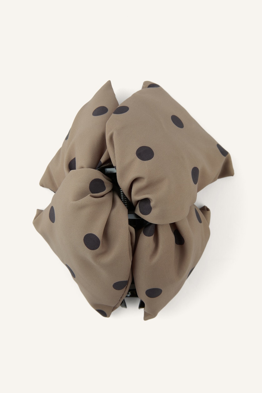 Woman Green Woman Polka Dot Fabric Detail Clothespin Hair Clip